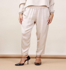 Pantalone Donna in Satin beige 2