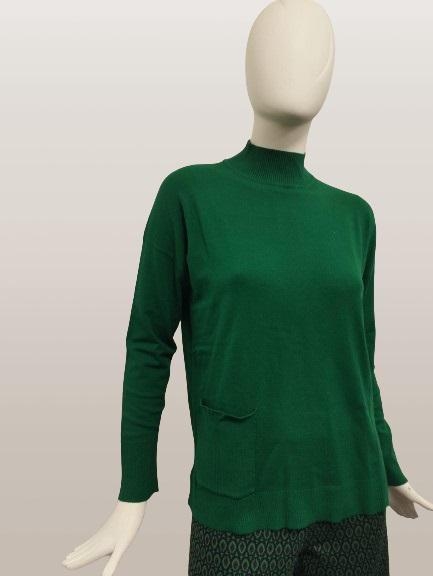 immagine 3 di Maglia Collo Lupetto Donna Verde