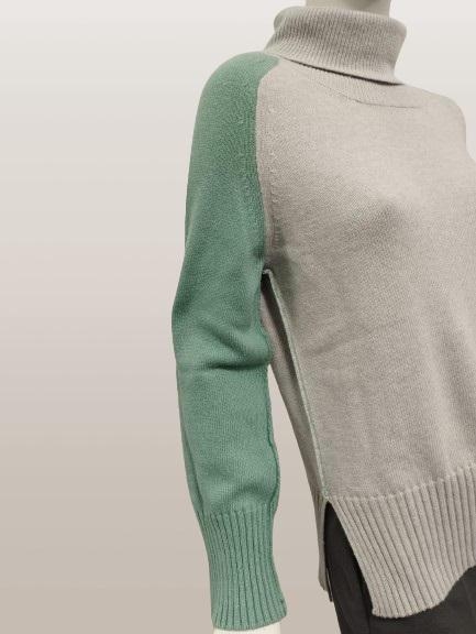 immagine 4 di Maglione Donna Cashmere dolcevita Bicolore