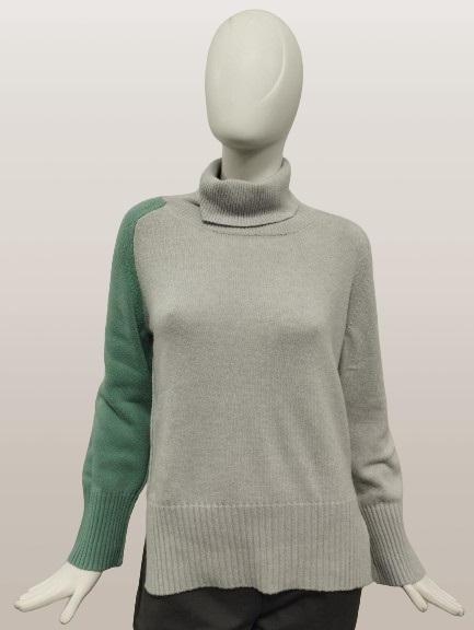 immagine 0 di Maglione Donna Cashmere dolcevita Bicolore