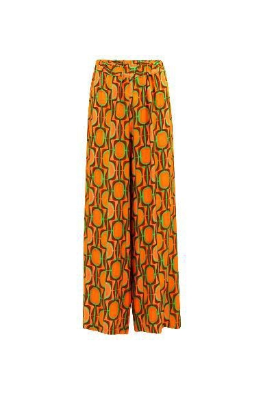 immagine 1 di Pantalone Donna A Palazzo A Fantasia Geometrica Arancio