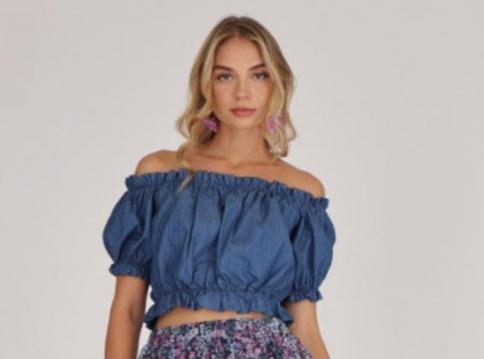 immagine 1 di Top Offshoulder Donna In Denim Artigli